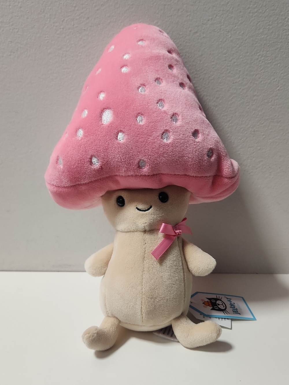 NWT Jellycat Fun-Guy Pattie Pink Top Mushroom Plush Toy (Retired!)